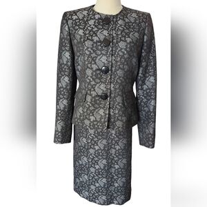 Le Suit Skirt Suit - Black Lace Look - Size 4